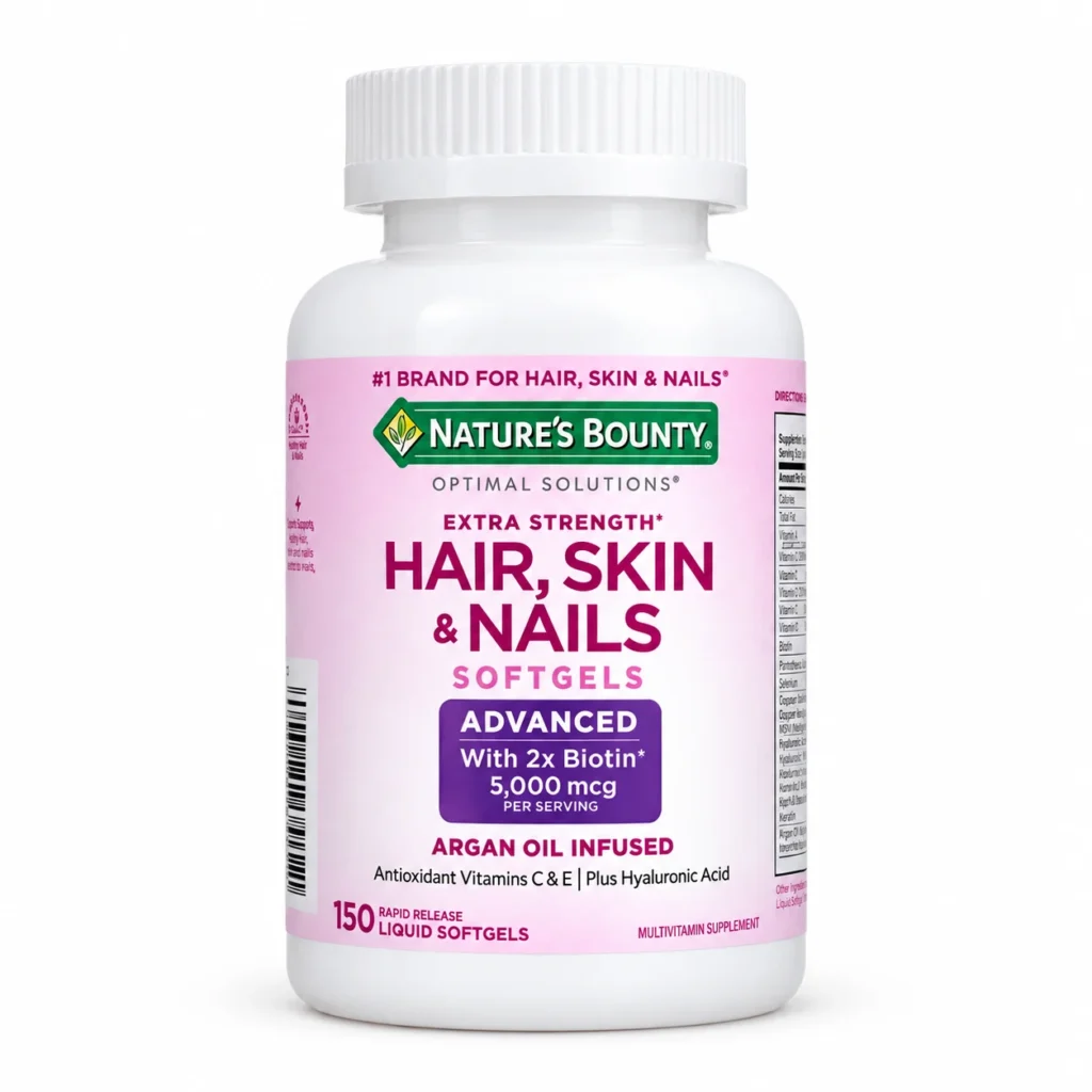 Nature’s Bounty Extra Strength Hair, Skin & Nails 5000 mcg – 150 Softgels